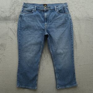 Lee Jeans Women's Size 18M Blue High-Rise Cropped Denim Pants 22" Inseam Stretch